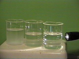 Light shining on solution. [solnex8.JPG]